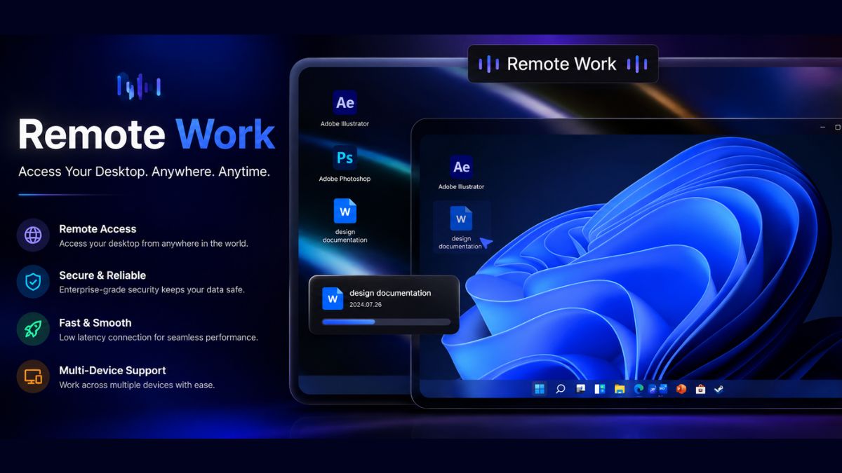 Awesun for PC interface showing secure remote desktop connection from anywhere
