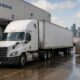 Commercial truck at a Toronto freight terminal preparing for cross-border transport